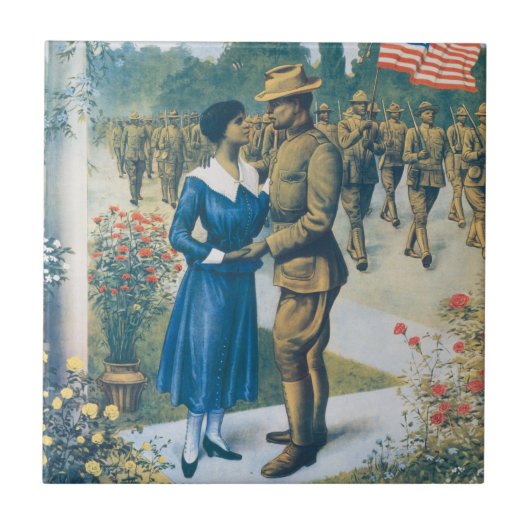ヴィンテージ第一次世界大戦時代：有色人は怠け者ではない タイル (正面)