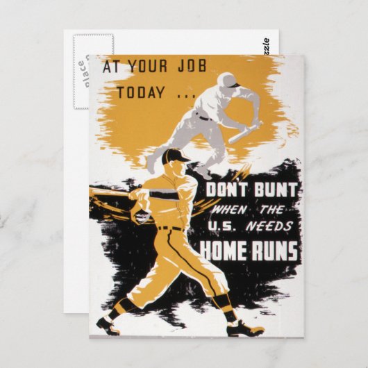 ヴィンテージ第二次世界大戦が野球を失敗しない ポストカード (正面/裏面)
