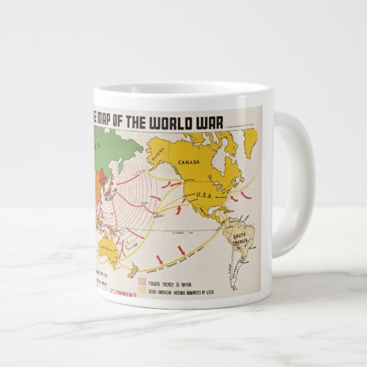 ヴィンテージ第二次世界大戦の地図 ジャンボコーヒーマグカップ (正面右)