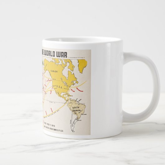 ヴィンテージ第二次世界大戦の地図 ジャンボコーヒーマグカップ (右)
