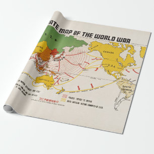 ヴィンテージ第二次世界大戦の地図 ラッピングペーパー