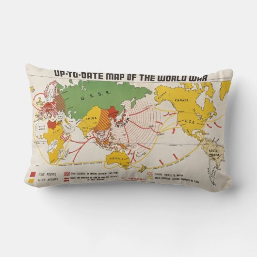 ヴィンテージ第二次世界大戦の地図 ランバークッション (裏面)