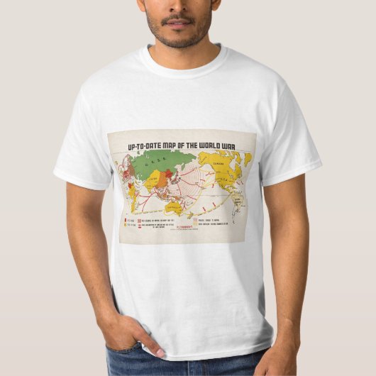 ヴィンテージ第二次世界大戦の地図 Tシャツ (正面)