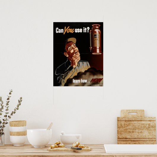 ヴィンテージ第二次世界大戦の消火器の安全性 ポスター (キッチン)