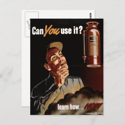 ヴィンテージ第二次世界大戦の消火器の安全性 ポストカード (正面/裏面)
