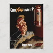 ヴィンテージ第二次世界大戦の消火器の安全性 ポストカード (正面)