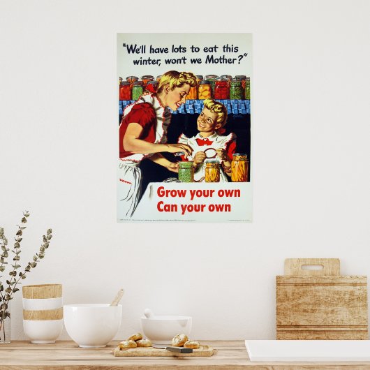 ヴィンテージ第二次世界大戦ガーデニングと缶詰 ポスター (キッチン)