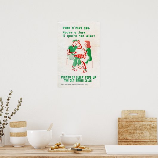 ヴィンテージ第二次世界大戦ペルクンパート市松模様にスリープ状態 ポスター (キッチン)