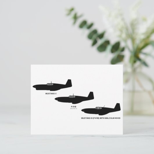 ヴィンテージ第二次世界大戦、北米P-51マスタング ポストカード (スタンド正面)