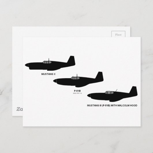 ヴィンテージ第二次世界大戦、北米P-51マスタング ポストカード (正面/裏面)