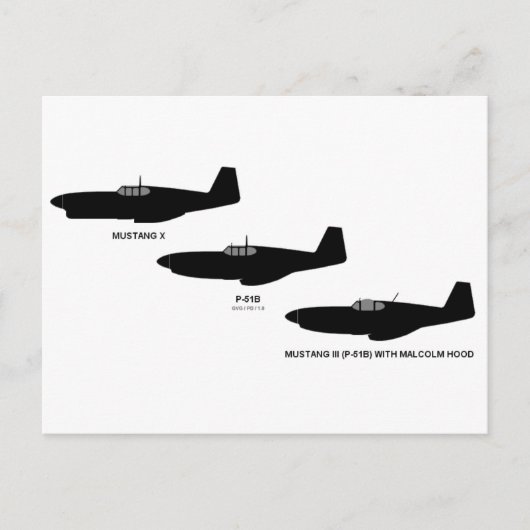 ヴィンテージ第二次世界大戦、北米P-51マスタング ポストカード (正面)