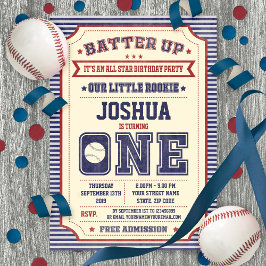 ヴィンテージ第1期バースデーベースボールチケット招待状 招待状