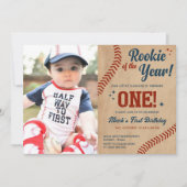 ヴィンテージ第1期バースデーベースボールフォト招待状 招待状 (正面)