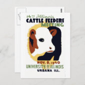 ヴィンテージ第14回イリノイ州牛の飼育員とWPAの会議 ポストカード (正面/裏面)