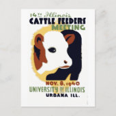 ヴィンテージ第14回イリノイ州牛の飼育員とWPAの会議 ポストカード (正面)