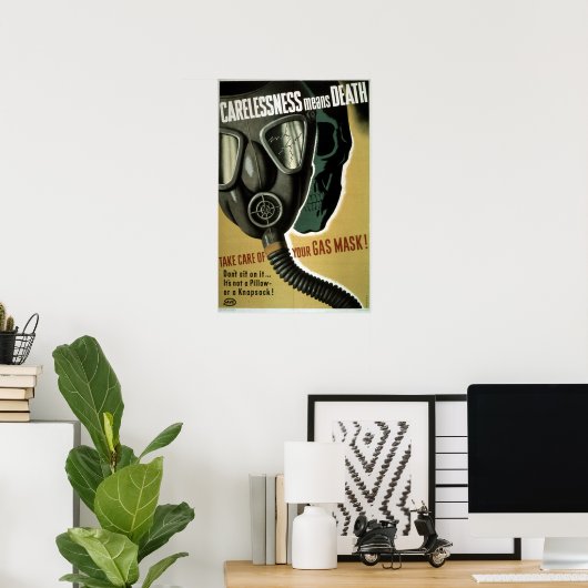 ヴィンテージ第2次世界大戦ガスマスクの安全性 ポスター (ホームオフィス)