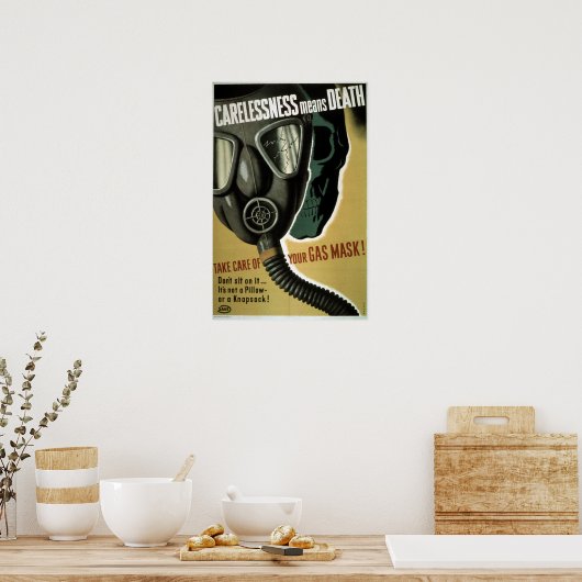 ヴィンテージ第2次世界大戦ガスマスクの安全性 ポスター (キッチン)