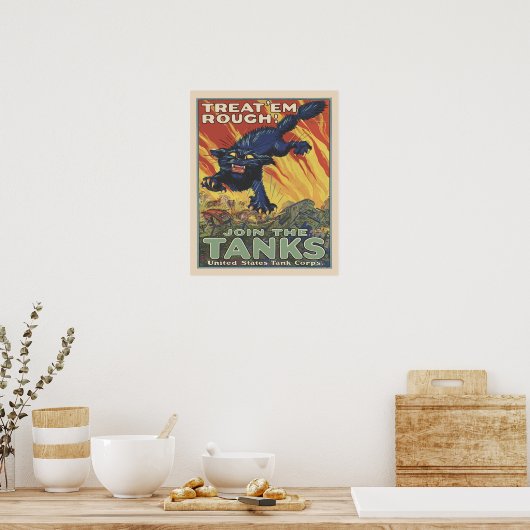 ヴィンテージ第2次世界大戦米国戦車隊軍隊募集 ポスター (キッチン)