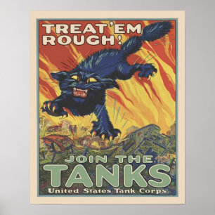 ヴィンテージ第2次世界大戦米国戦車隊軍隊募集 ポスター