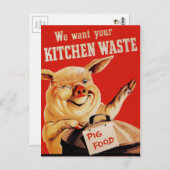 ヴィンテージ第2次世界大戦豚 ポストカード (正面/裏面)