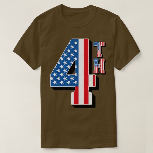 ヴィンテージ第4アメリカ国旗の文字 Tシャツ (デザイン正面)