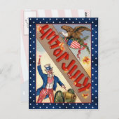 ヴィンテージ第4日7月アンクルサムとイーグル ポストカード (正面/裏面)