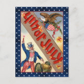 ヴィンテージ第4日7月アンクルサムとイーグル ポストカード (正面)