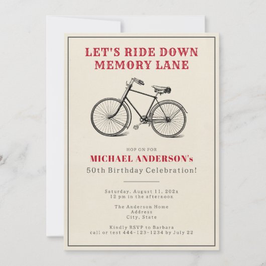 ヴィンテージ第50回バースデーパーティー 招待状 (正面)