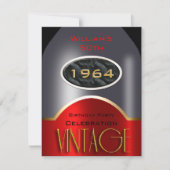 ヴィンテージ第50回赤シルバーボトル誕生会 招待状 (正面)