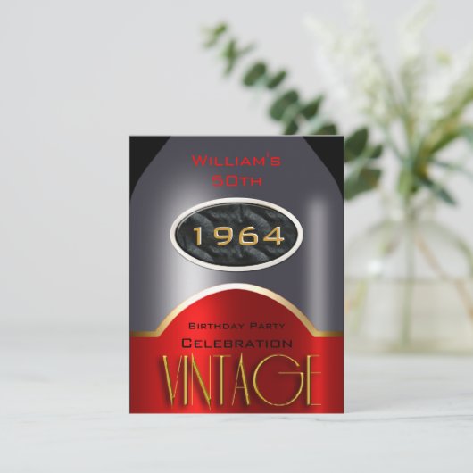 ヴィンテージ第50回赤シルバーボトル誕生会 招待状 (スタンド正面)