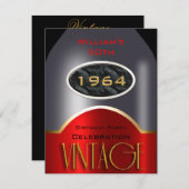 ヴィンテージ第50回赤シルバーボトル誕生会 招待状 (正面/裏面)