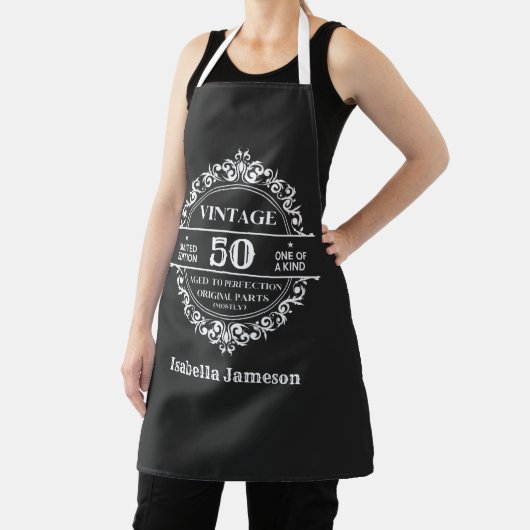 ヴィンテージ第50期白黒モノグラム誕生日 エプロン (インサイチュ)