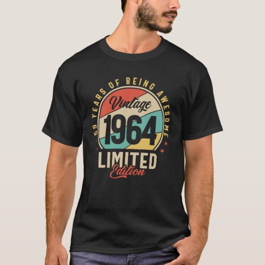 ヴィンテージ第59誕生日飾り1964 おもしろい年 Tシャツ (正面)