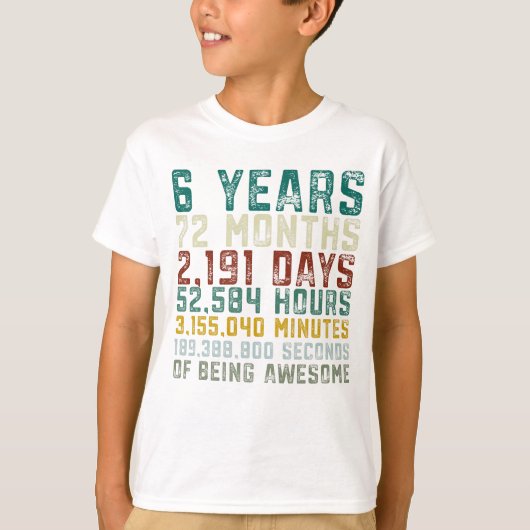 ヴィンテージ第6誕生日の男の子記念日6歳の Tシャツ (正面)