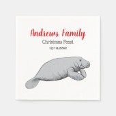 ヴィンテージ管理スケッチクリスマスクリスマス スタンダードカクテルナプキン (正面)