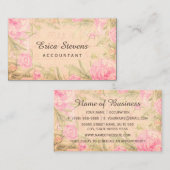 ヴィンテージ簿記元帳ピンクフローラ会計士 名刺 (正面/裏面)
