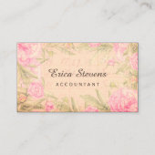 ヴィンテージ簿記元帳ピンクフローラ会計士 名刺 (正面)