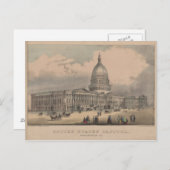 ヴィンテージ米キャピトル建物イラストレーション(1872) ポストカード (正面/裏面)