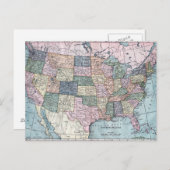 ヴィンテージ米国の地図 ポストカード (正面/裏面)