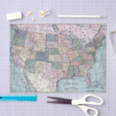 ヴィンテージ米国の地図 薄葉紙 (クラフト)