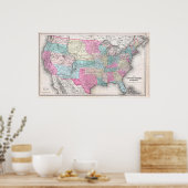 ヴィンテージ米国の地図(1857年) ポスター (キッチン)