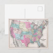 ヴィンテージ米国の地図(1857年) ポストカード (正面/裏面)