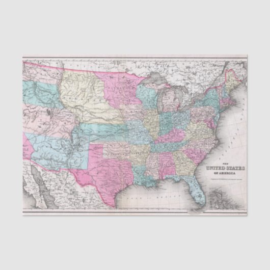 ヴィンテージ米国の地図（1857年） 薄葉紙 (正面)