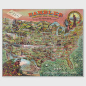 ヴィンテージ米国は散歩旅行の地図を描きます ラッピングペーパー (フラット)