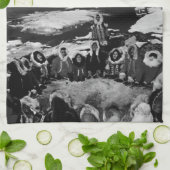 ヴィンテージ米国アラスカのエスキモ毛布1970を投げ キッチンタオル (折り畳み)