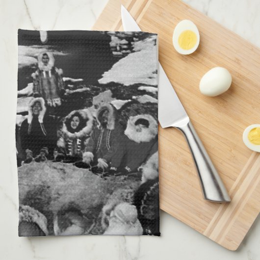 ヴィンテージ米国アラスカのエスキモ毛布1970を投げ キッチンタオル (四つ折り)