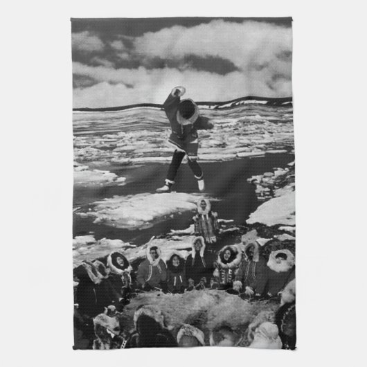 ヴィンテージ米国アラスカのエスキモ毛布1970を投げ キッチンタオル (縦)