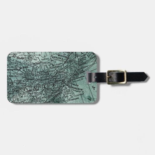 ヴィンテージ米国中西部及び北東米国の地図旅行 ラゲッジタグ (正面横)