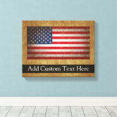 ヴィンテージ米国国旗とカスタム文字 キャンバスプリント (インサイチュ (ウッドフロア))