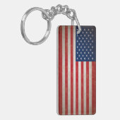 ヴィンテージ米国国旗とカスタム文字 キーホルダー (正面左)